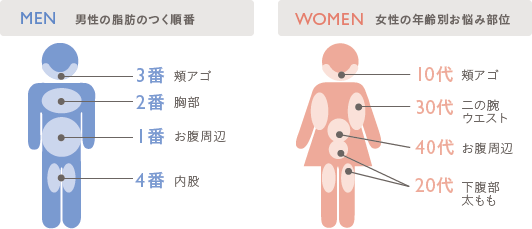 【男女別】脂肪が気になる部位