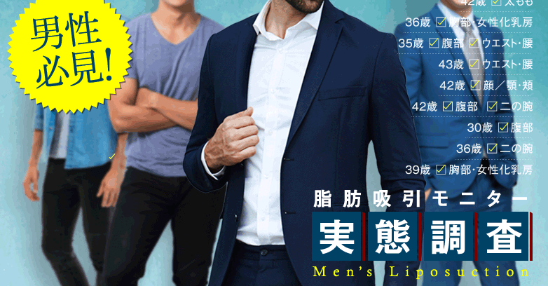 【男性（メンズ）】脂肪吸引モニターの実態調査