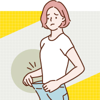 痩せていてズボンが大きい女性イラスト