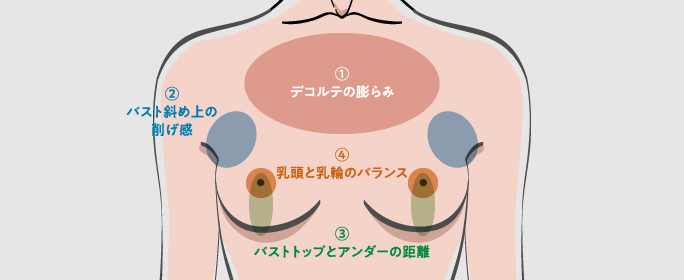 豊胸で意識すべき4つのエリア
