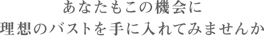 あなたもこの機会に理想のバストを手に入れてみませんか
