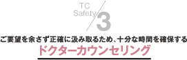 ３．ご要望を余さず正確に汲み取るため十分な時間を確保するドクターカウンセリング