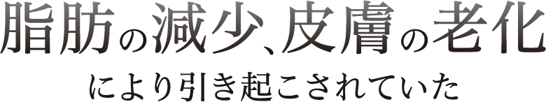 脂肪の減少、皮膚の老化により引き起こされていた