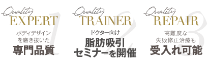 ボディデザインを磨き抜いた 専門品質 | ドクター向け 脂肪吸引セミナーを開催 | 高難度な失敗修正治療も 受け入れ可能