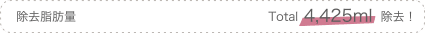 除去脂肪量: Total 4,425ml 除去!