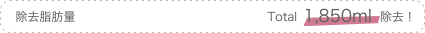 除去脂肪量: Total 1,850ml 除去!
