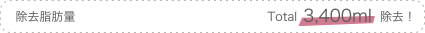 除去脂肪量: Total 3,400ml 除去!