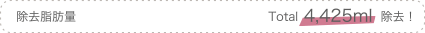 除去脂肪量: Total 4,425ml 除去!