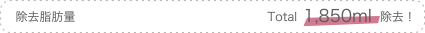 除去脂肪量: Total 1,850ml 除去！
