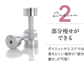 Reason 2 部分痩せができる / ダイエットやエステでは落ちにくい場所の「部分痩せ」が可能!