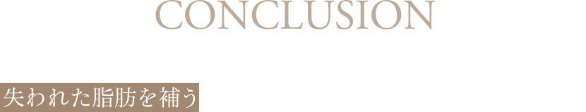 CONCLUSION シワとたるみをなくすには失われた脂肪を補うことが合理的かつスピーディーな解決策