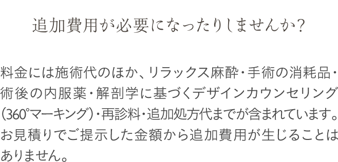 追加費用が必要になったりしませんか？