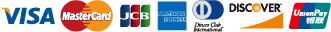 VISA／MasterCard／JCB／American Express／Diners／DISCOVER／銀聯