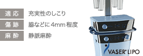 適応: 充実性のしこり / 傷跡: 脇などに4mm程度 / 麻酔: 静脈麻酔