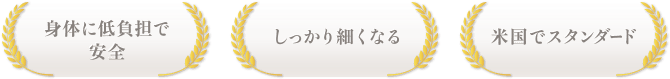 身体に低負担で安全 / しっかり細くなる / 米国でスタンダード