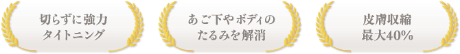 切らずに強力タイトニング / あご下やボディのたるみを解消 / 皮膚収縮最大40%