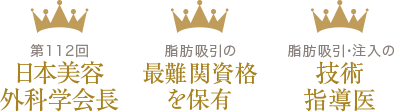 第112回日本美容外科学会長 / 脂肪吸引の最難関資格を保有 / 脂肪吸引・注入の技術指導医