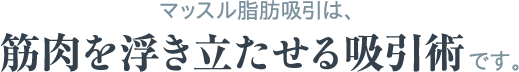 マッスル脂肪吸引は、筋肉を浮き立たせる吸引術です。
