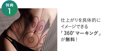 特典１ 仕上がりを具体的にイメージできる「360°マーキング」が無料！