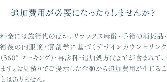 追加費用が必要になったりしませんか？
