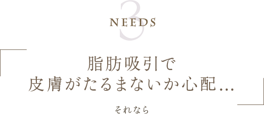 Needs3 | 脂肪吸引で皮膚がたるまないか心配... | それなら
