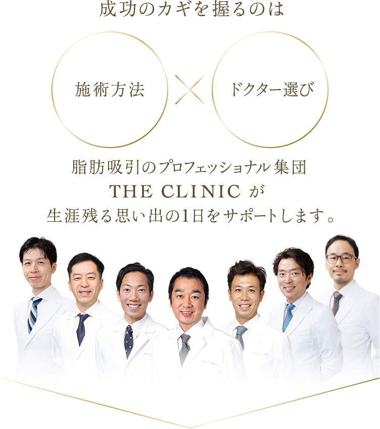 成功のカギを握るのは施術方法 ✕ ドクター選び | 脂肪吸引のプロフェッショナル集団 THE CLINIC が生涯残る思い出の1日をサポートします。
